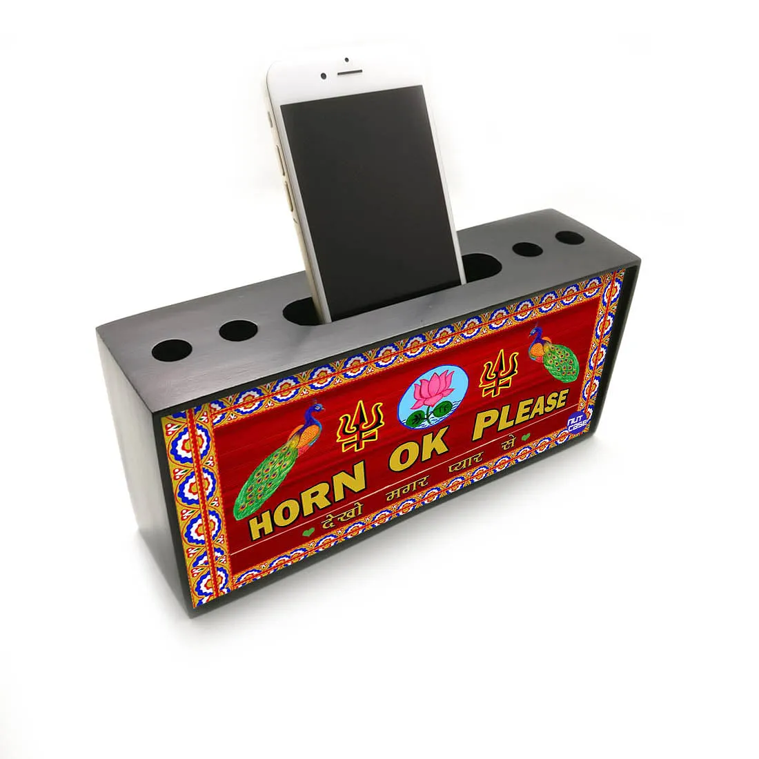 Pen Mobile Stand Holder Desk Organizer - Horn OK Please  Dekho Magar Pyar Se (ENG)