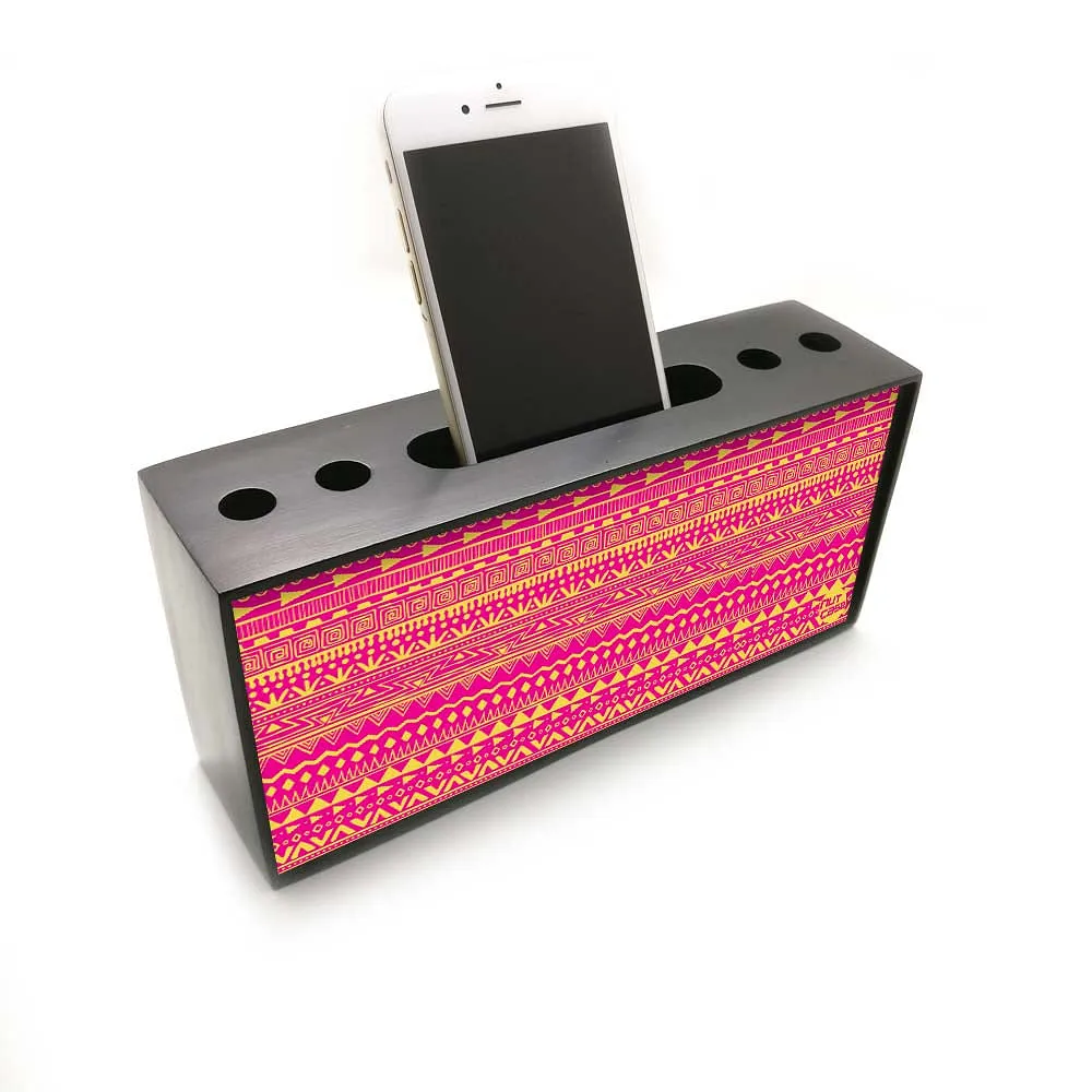 Pen Mobile Stand Holder Desk Organizer - Pattern Pink