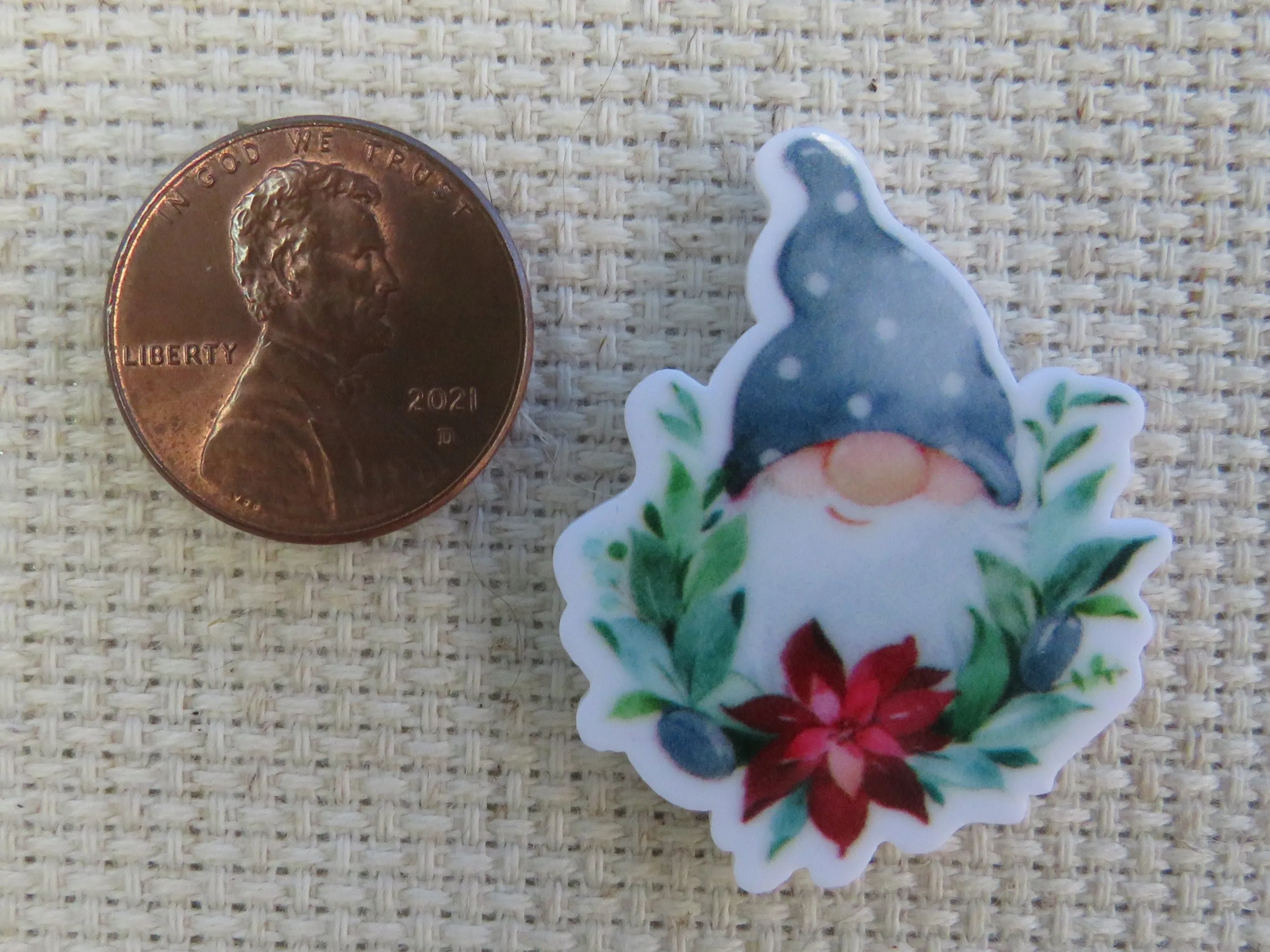 Poinsettia Christmas Gnome Needle Minder, Cover Minder, Magnet