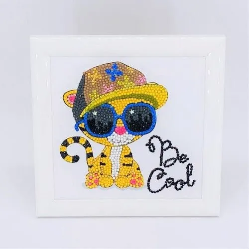 "Cool Tiger" Crystal Art Frameable 16x16cm