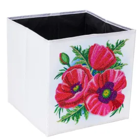 "Pretty Poppies" Crystal Art Folding Storage Box 30x30cm