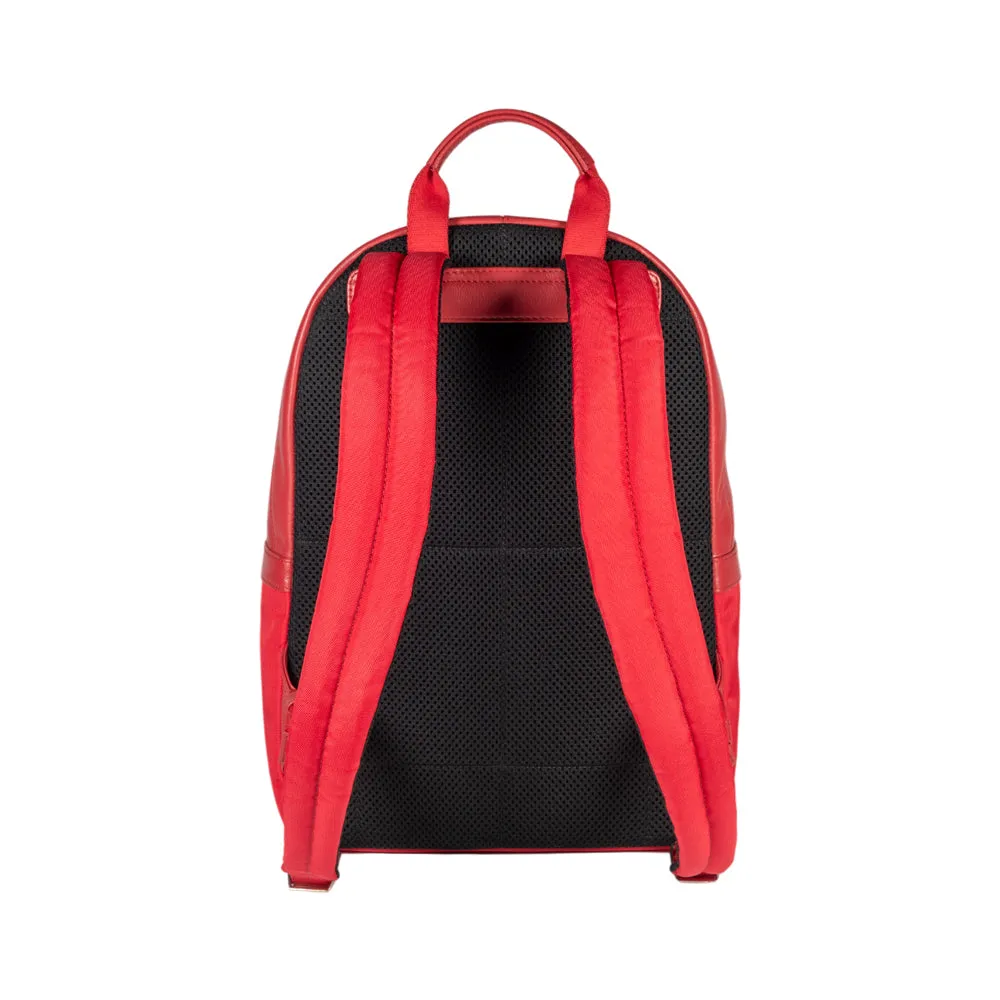 RB2001V | Nylon/Genuine Leather Netbook/Tablet Backpack, with light grain. Zip closure and adjustable shoulder straps - Red color - Dimensions: cm 27 x 38 x 14. Packaging: Non-woven fabric bag