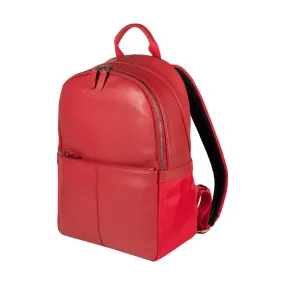 RB2001V | Nylon/Genuine Leather Netbook/Tablet Backpack, with light grain. Zip closure and adjustable shoulder straps - Red color - Dimensions: cm 27 x 38 x 14. Packaging: Non-woven fabric bag