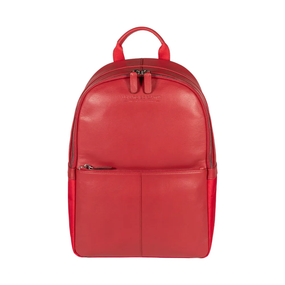 RB2001V | Nylon/Genuine Leather Netbook/Tablet Backpack, with light grain. Zip closure and adjustable shoulder straps - Red color - Dimensions: cm 27 x 38 x 14. Packaging: Non-woven fabric bag