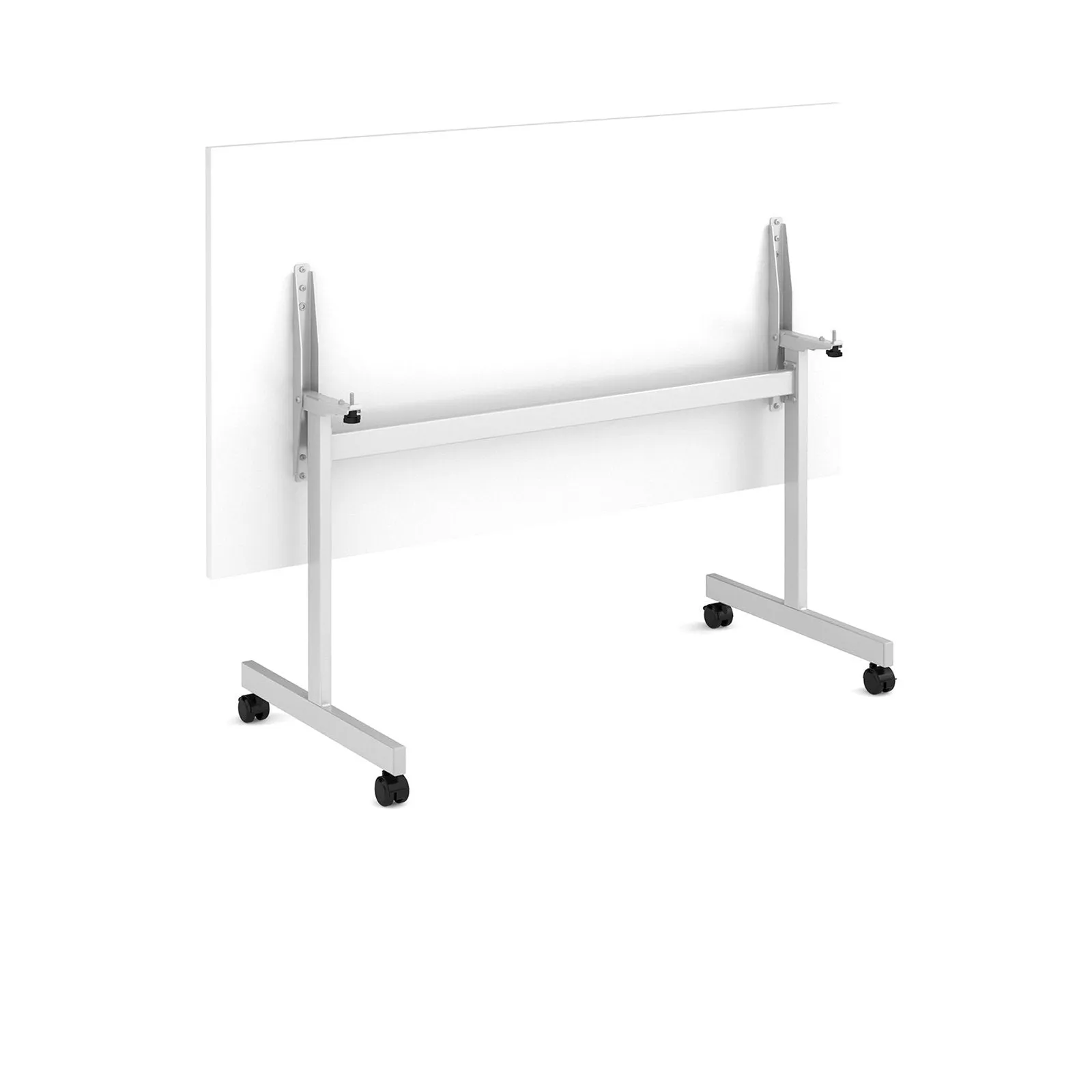 Rectangular fliptop meeting table with silver frame