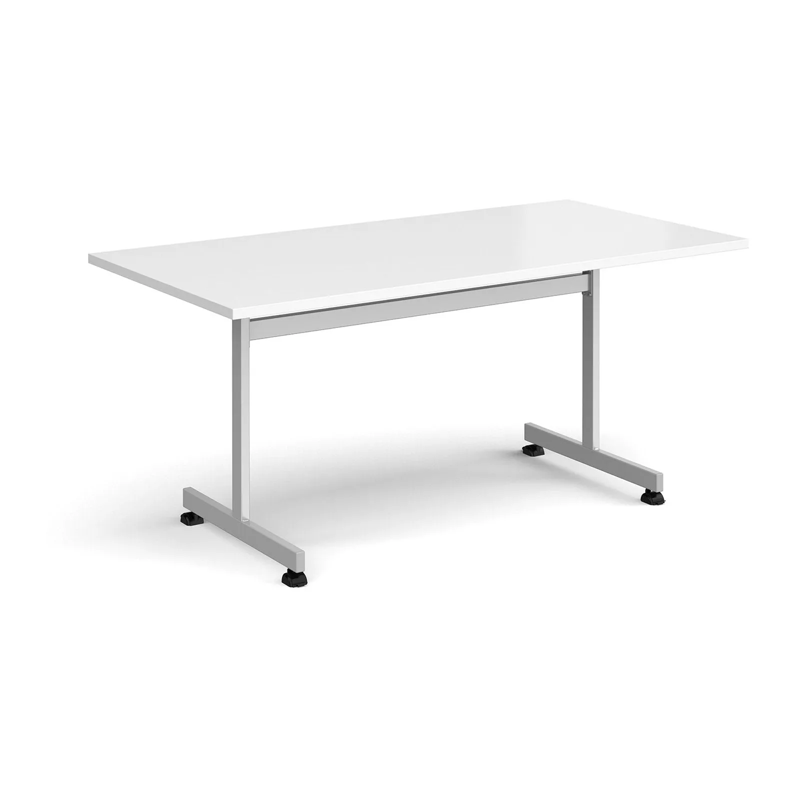 Rectangular fliptop meeting table with silver frame