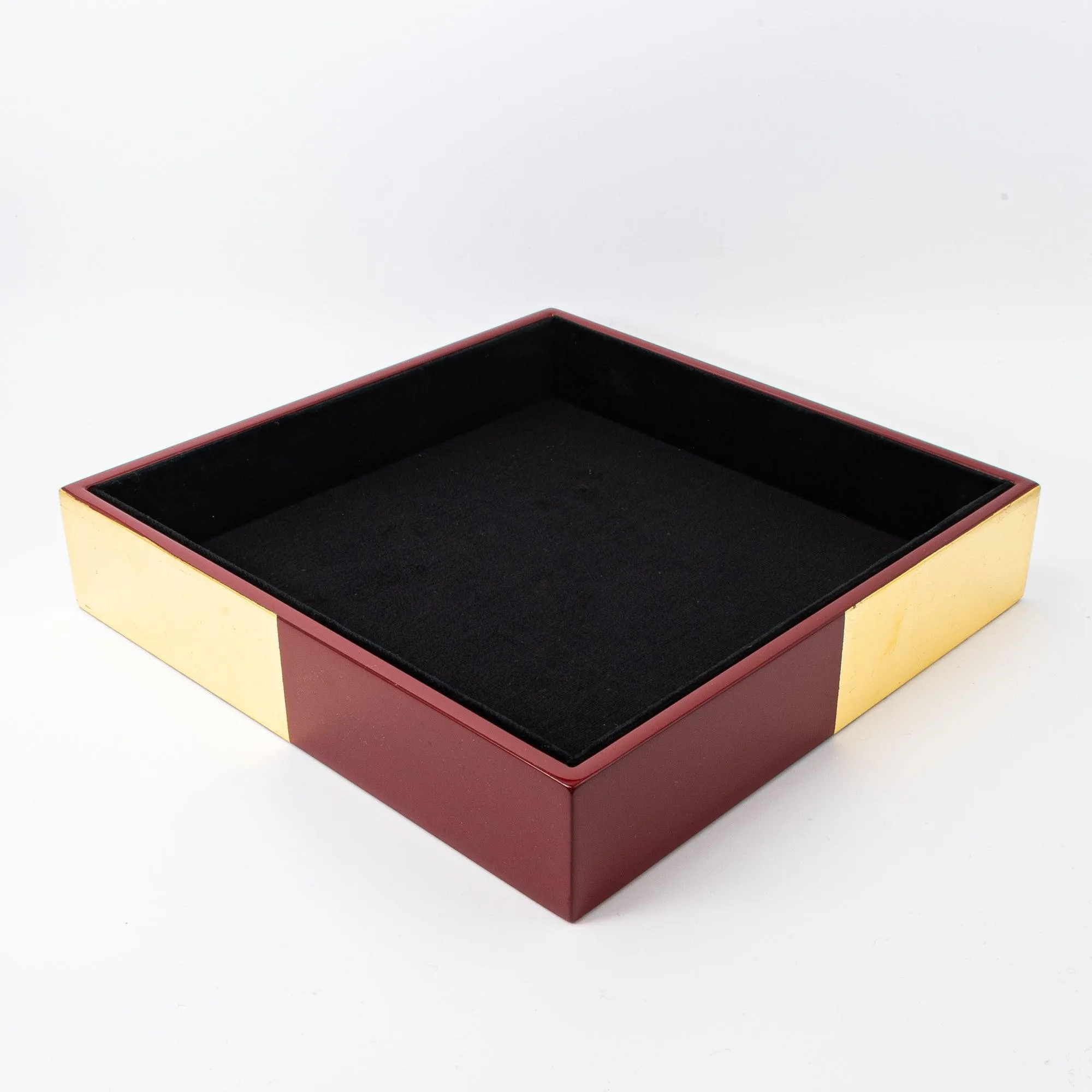 Red Lacquer and Gold Leaf Ichimatsu Pen Tray