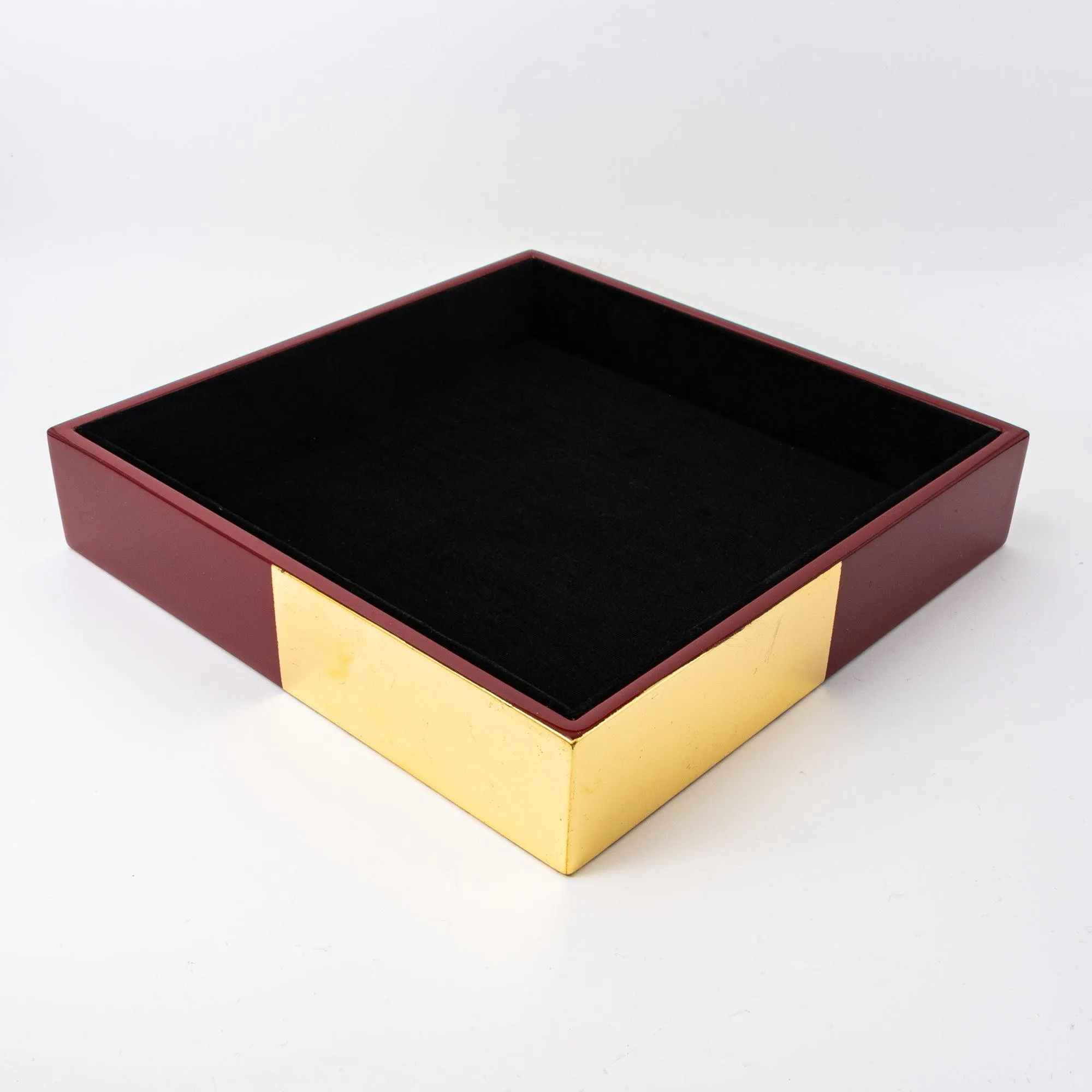 Red Lacquer and Gold Leaf Ichimatsu Pen Tray