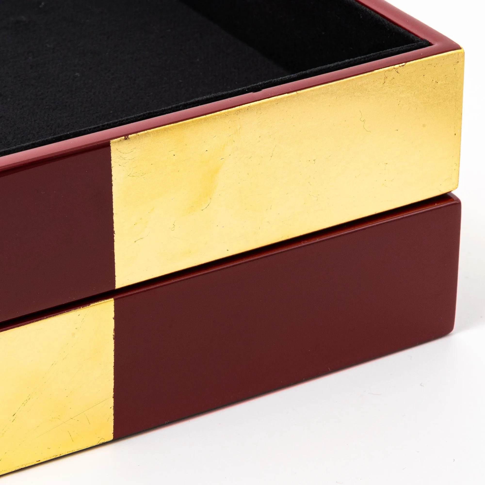 Red Lacquer and Gold Leaf Ichimatsu Pen Tray