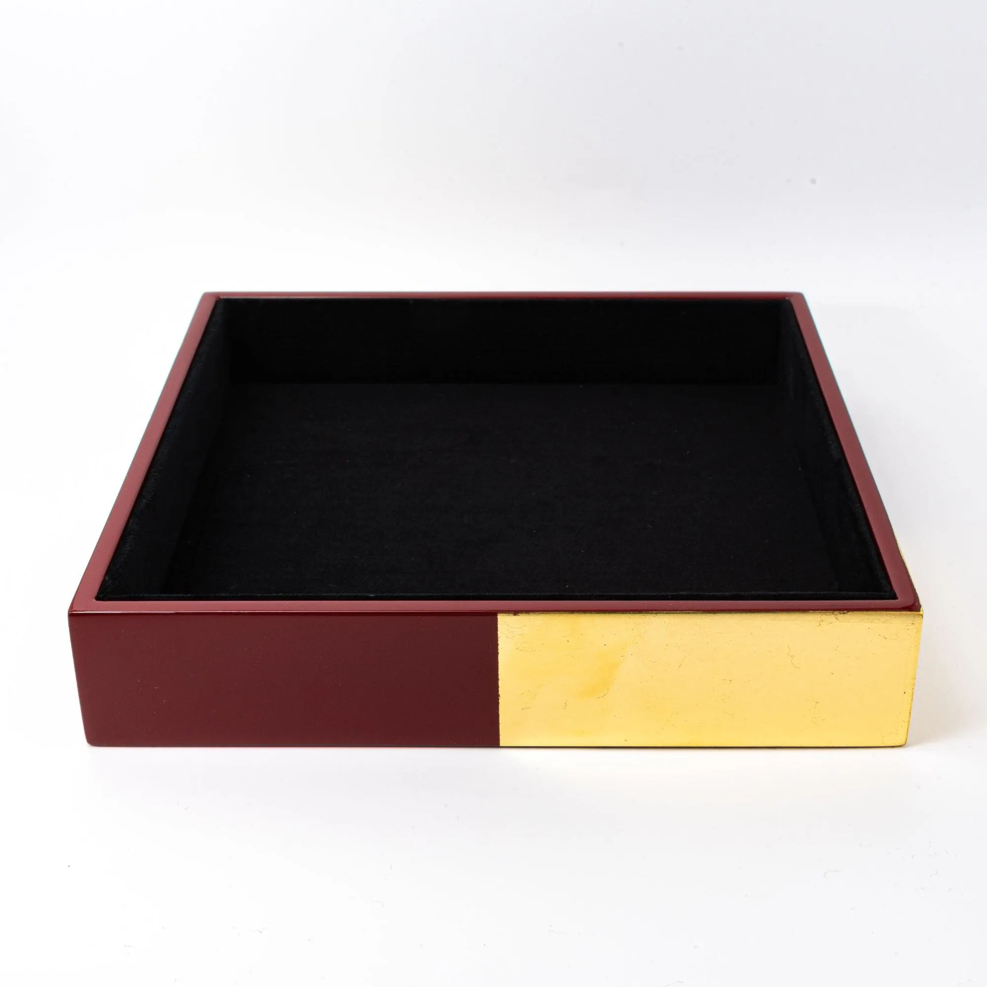 Red Lacquer and Gold Leaf Ichimatsu Pen Tray