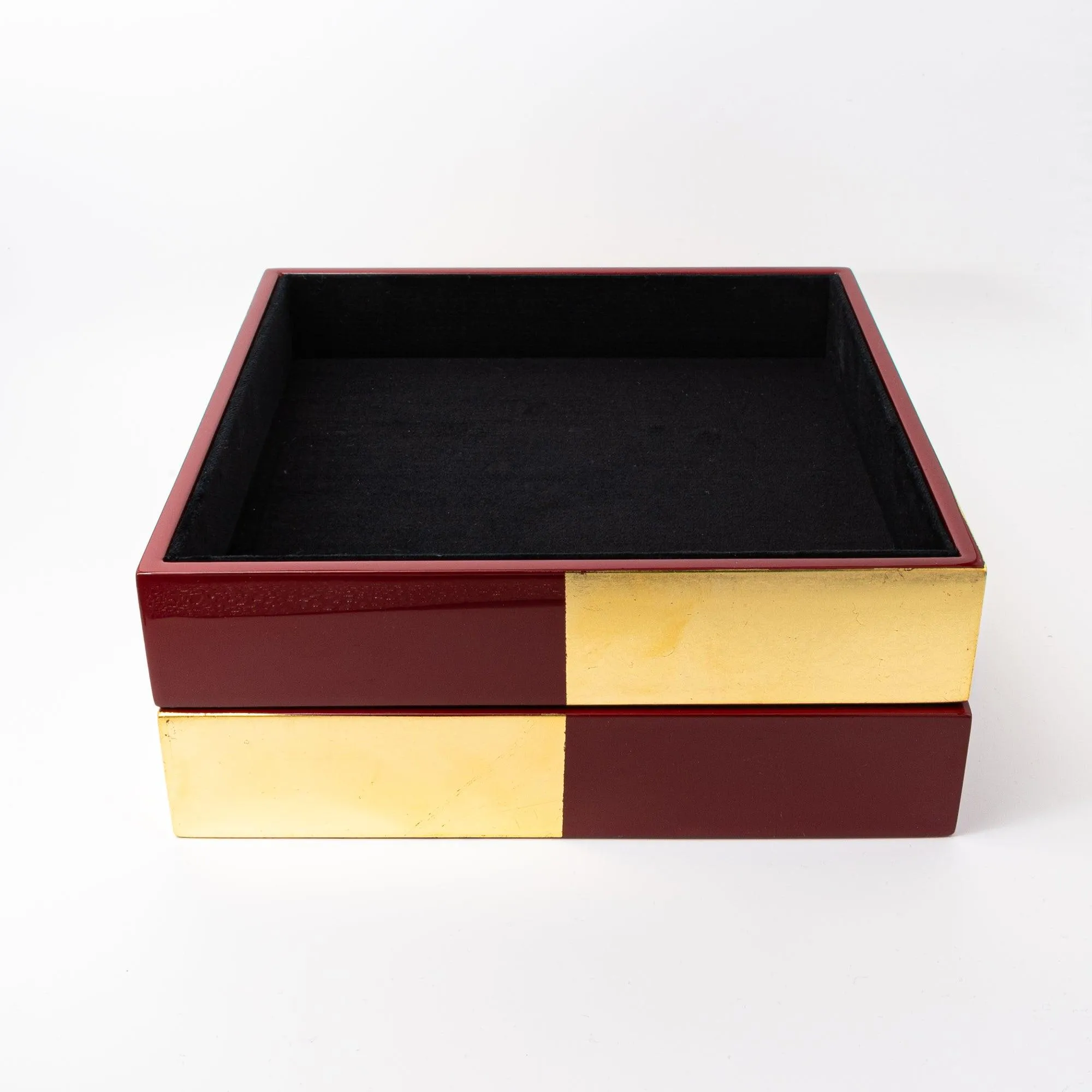 Red Lacquer and Gold Leaf Ichimatsu Pen Tray