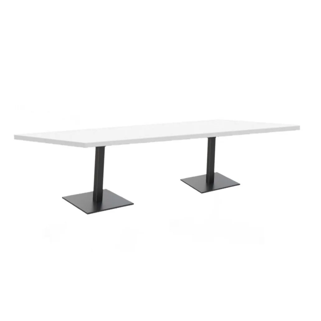 Scope 2.4m Boardroom Rectangular Office Table - White Top with Black Legs