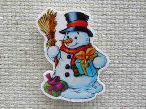 Snowman with a Gift Needle Minder, Cover Minder, Magnet