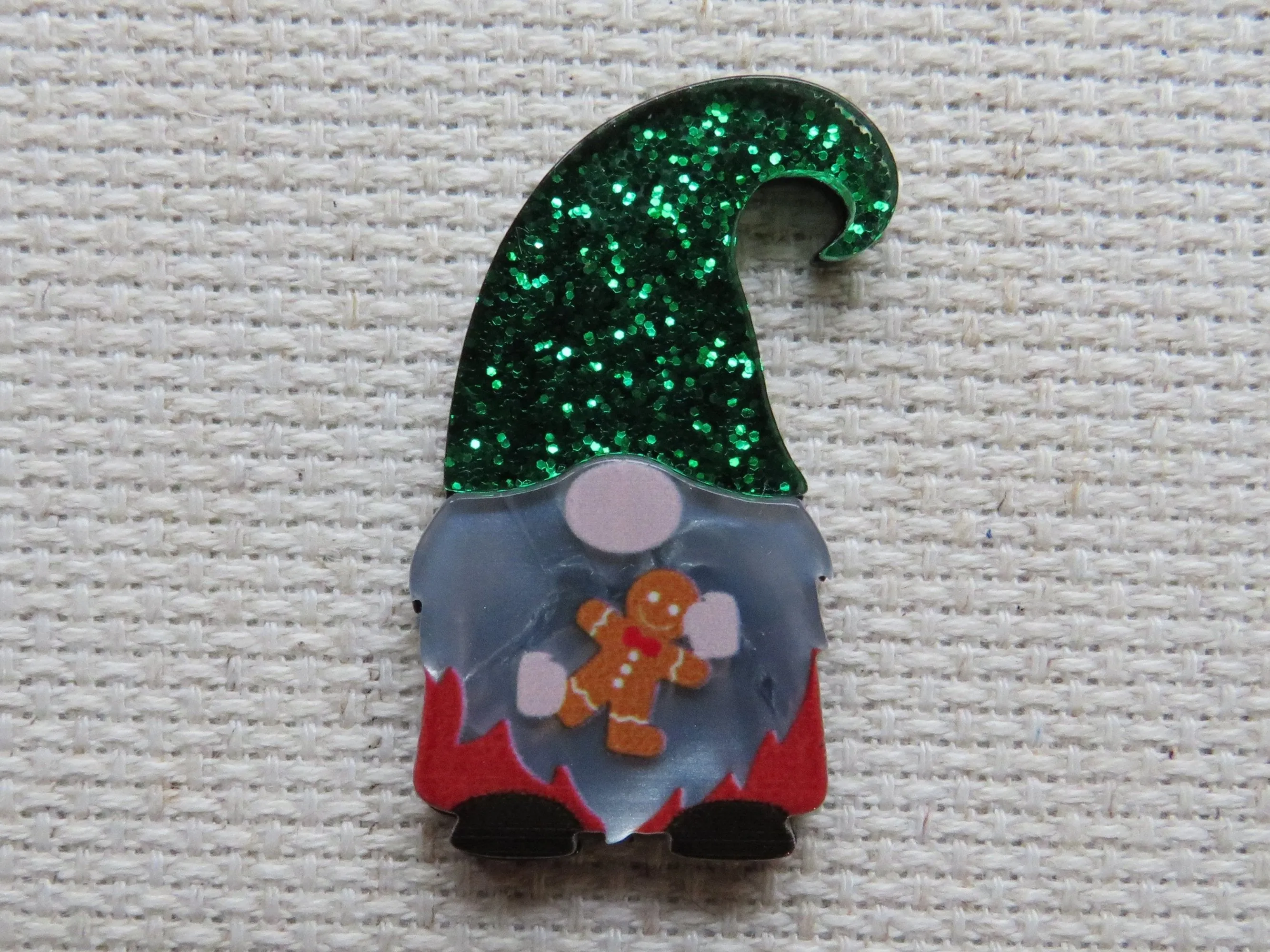 Sparkly Green Gnome Needle Minder, Cover Minder, Magnet