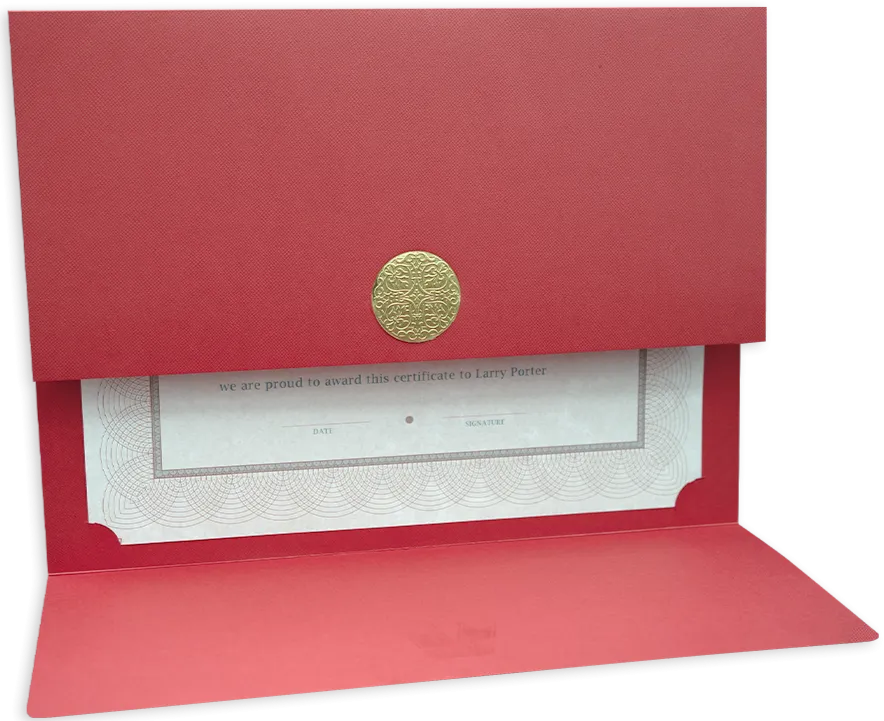 St. James® Certificate Holders/Document Covers/Diploma Holders, Red, Gold Award Seal with Gold Ribbon, Pack of 5, 83831