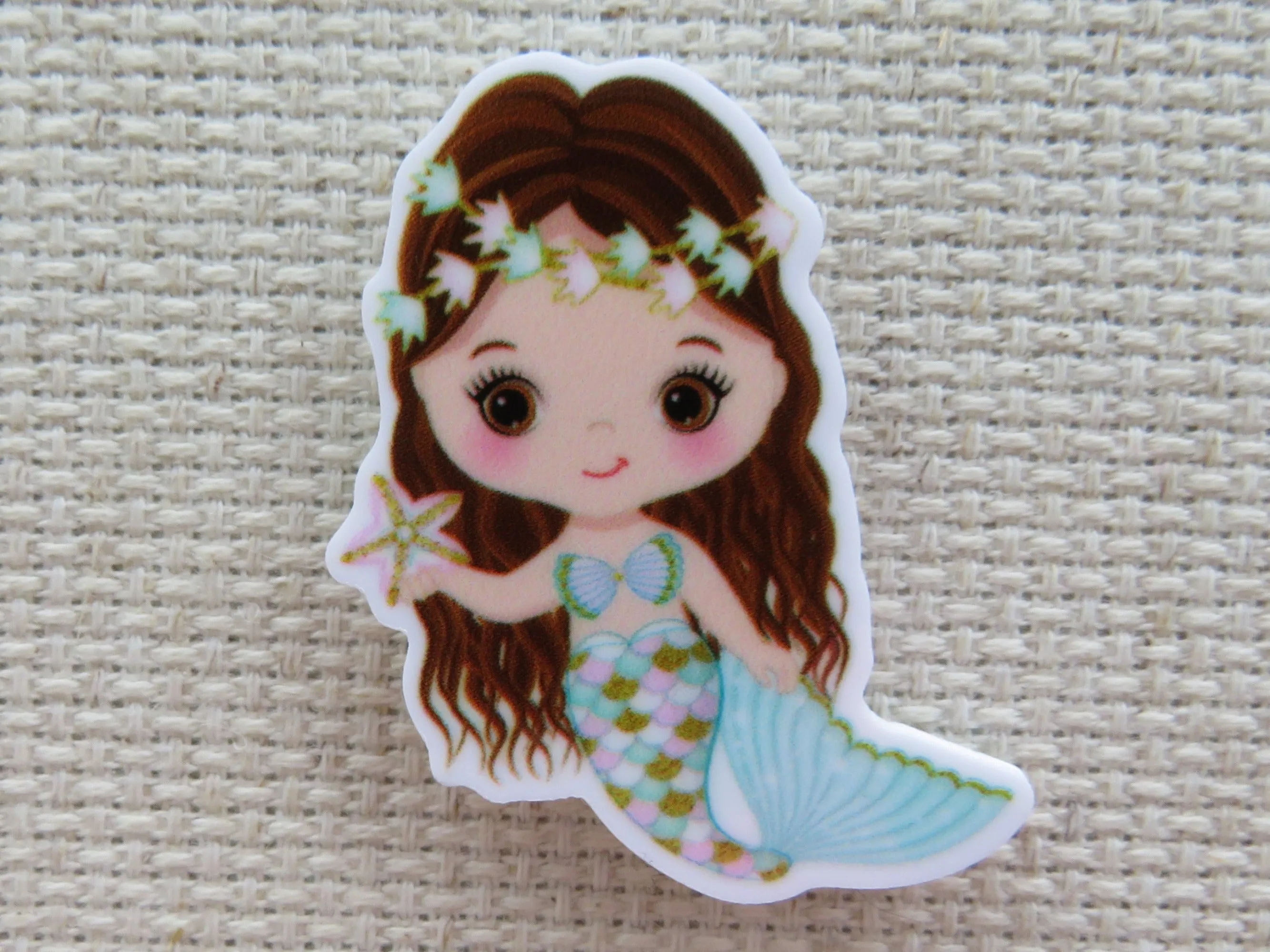 Starfish Holding Mermaid Needle Minder, Cover Minder, Magnet