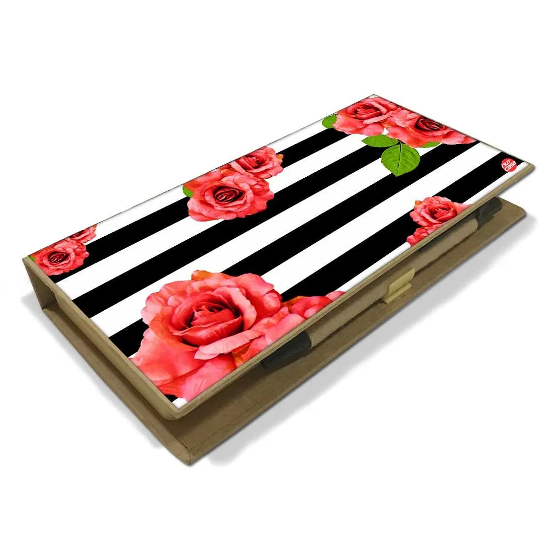 Stationery Kit Desk Organizer Memo Notepad - Floral Stripes