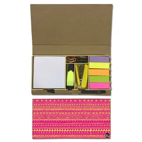 Stationery Kit Desk Organizer Memo Notepad - Pink Aztec