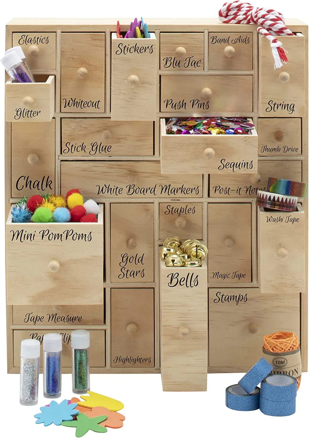 Storage Organizer with 24 Drawers 12.5in x 14.5in x 4in Natural