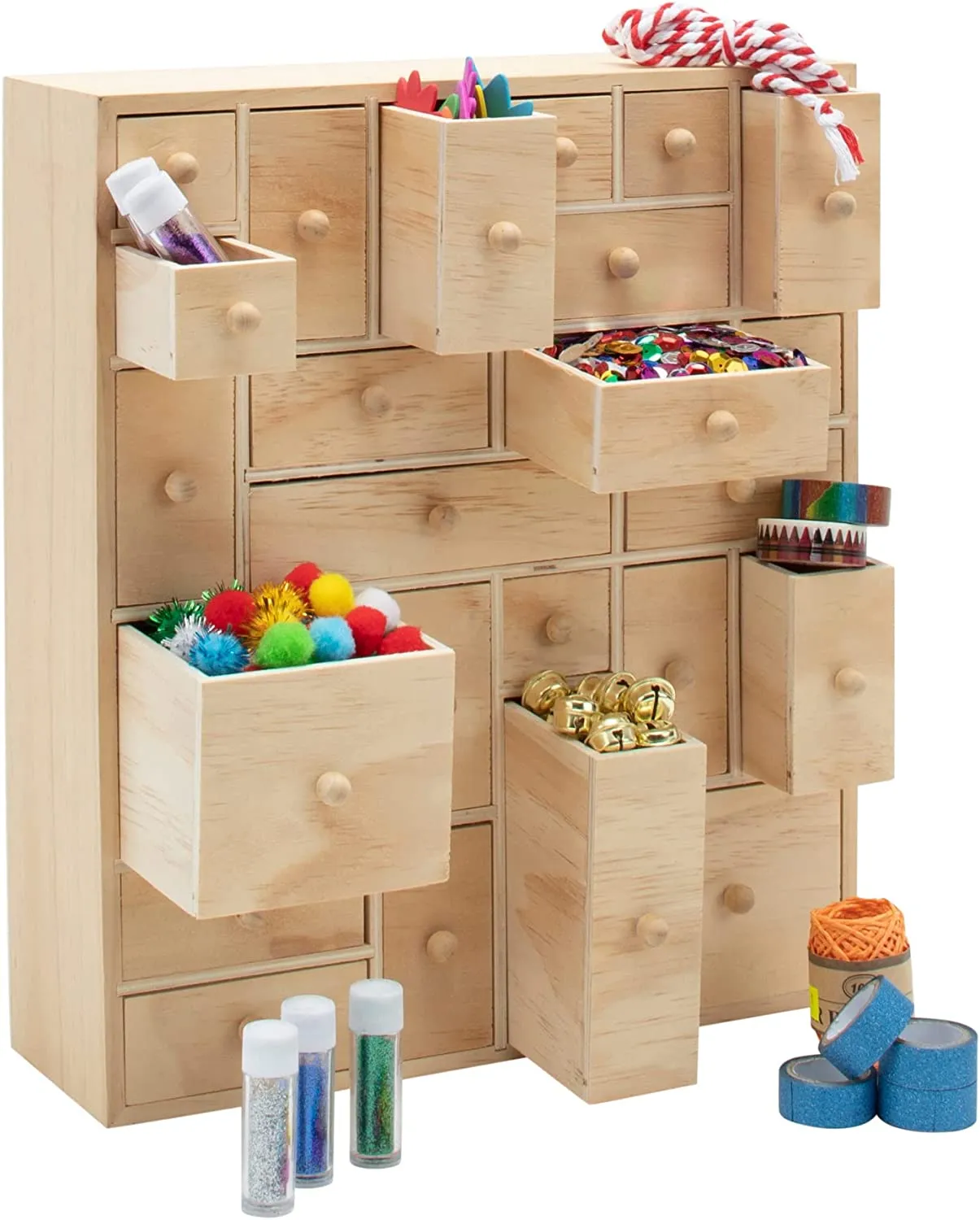 Storage Organizer with 24 Drawers 12.5in x 14.5in x 4in Natural