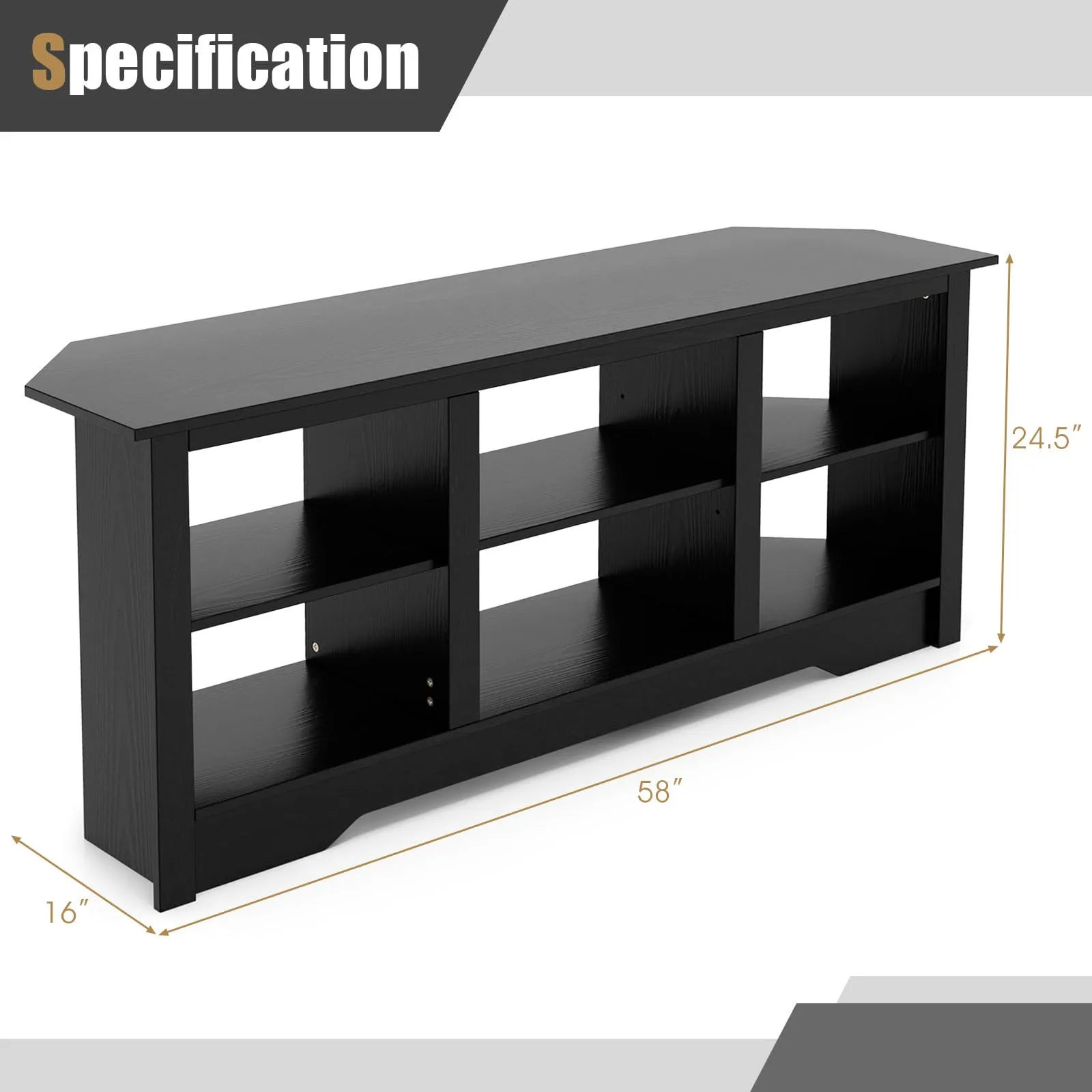 Tangkula Farmhouse TV Stand for TVs up to 65 Inch, Media Entertainment Center w/6 Storage Shelves for Living Room