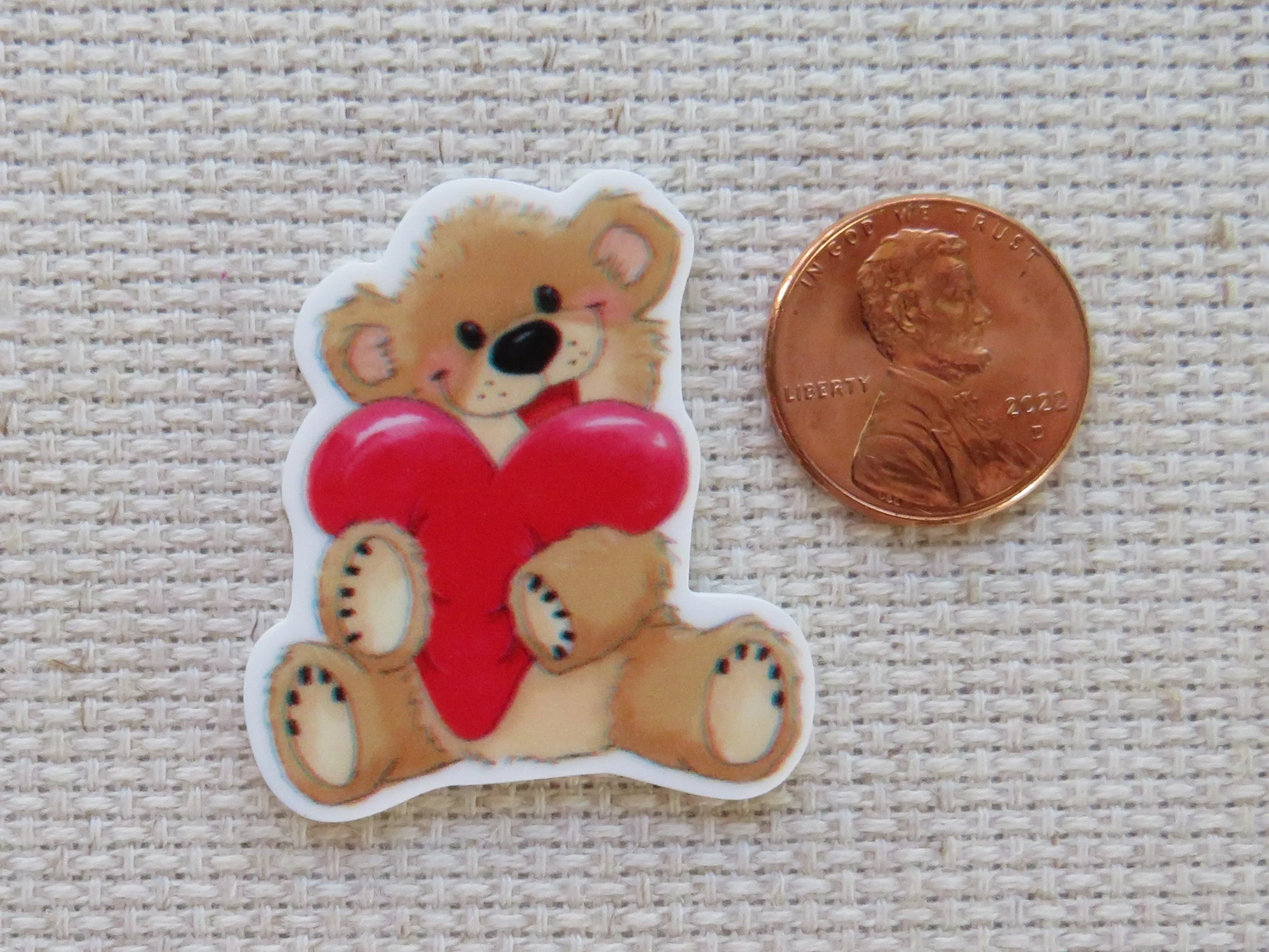 Teddy Bear Hugging a Heart Needle Minder, Cover Minder, Magnet