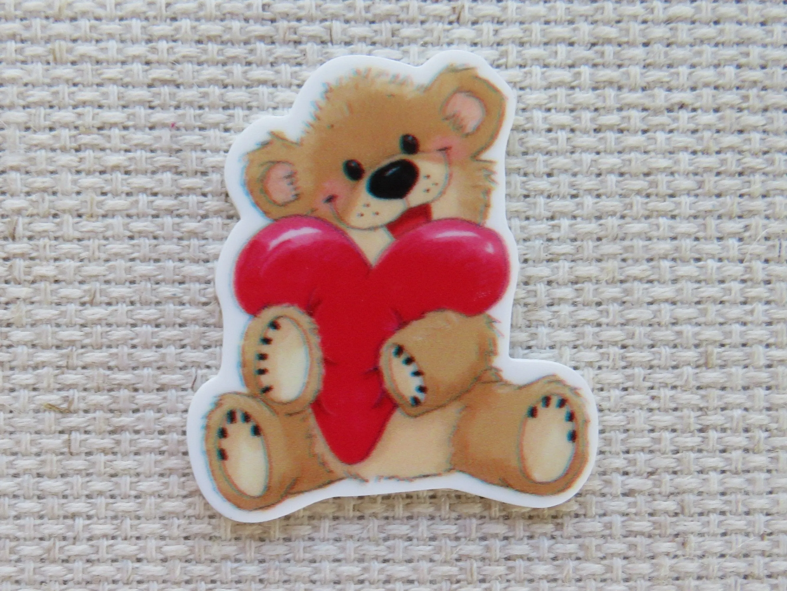 Teddy Bear Hugging a Heart Needle Minder, Cover Minder, Magnet