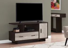 Tv Stand - 48"L / Cappuccino / Taupe Reclaimed Wood-Look