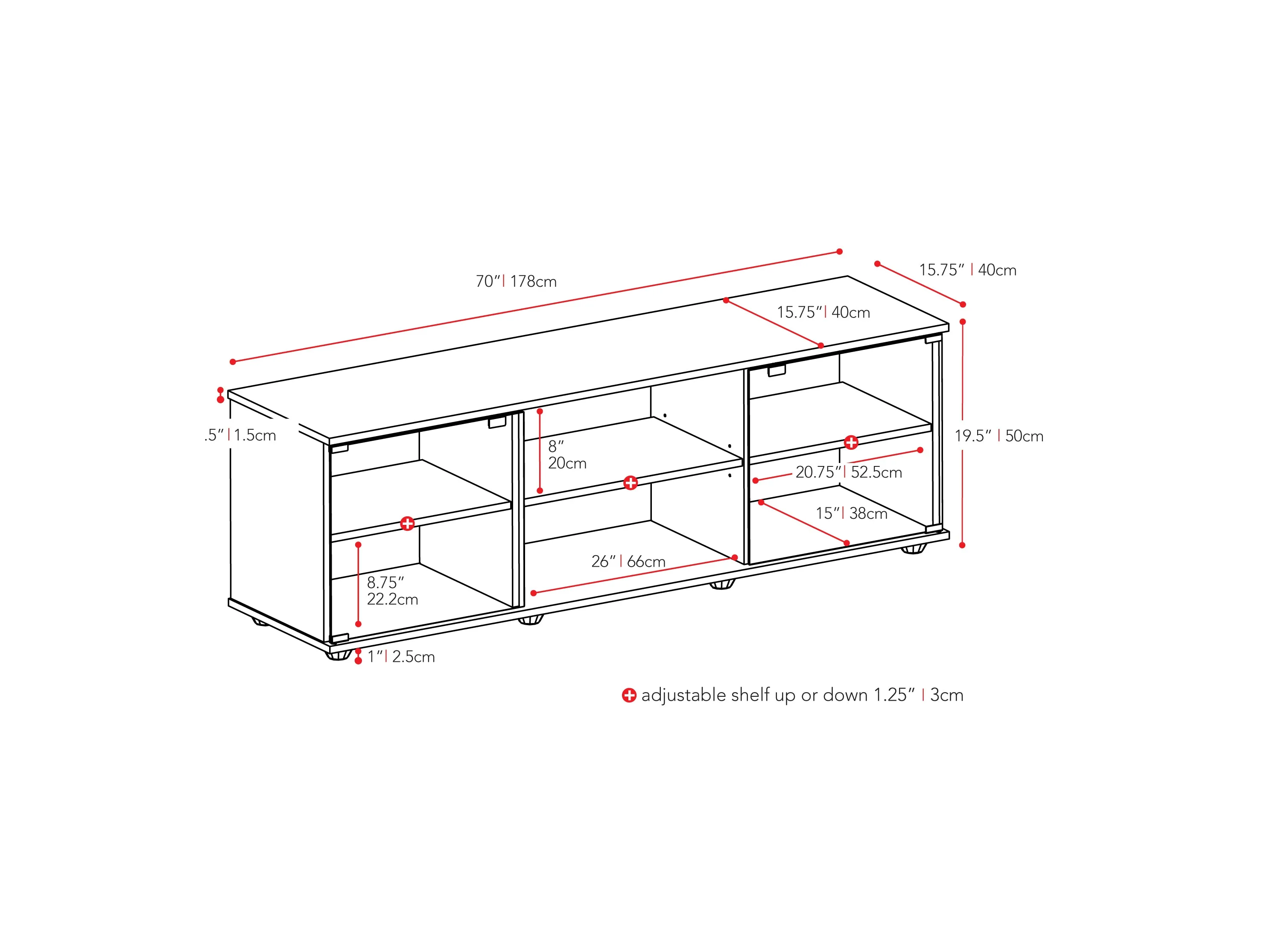 TV Stand with Glass Doors, TVs up to 85"