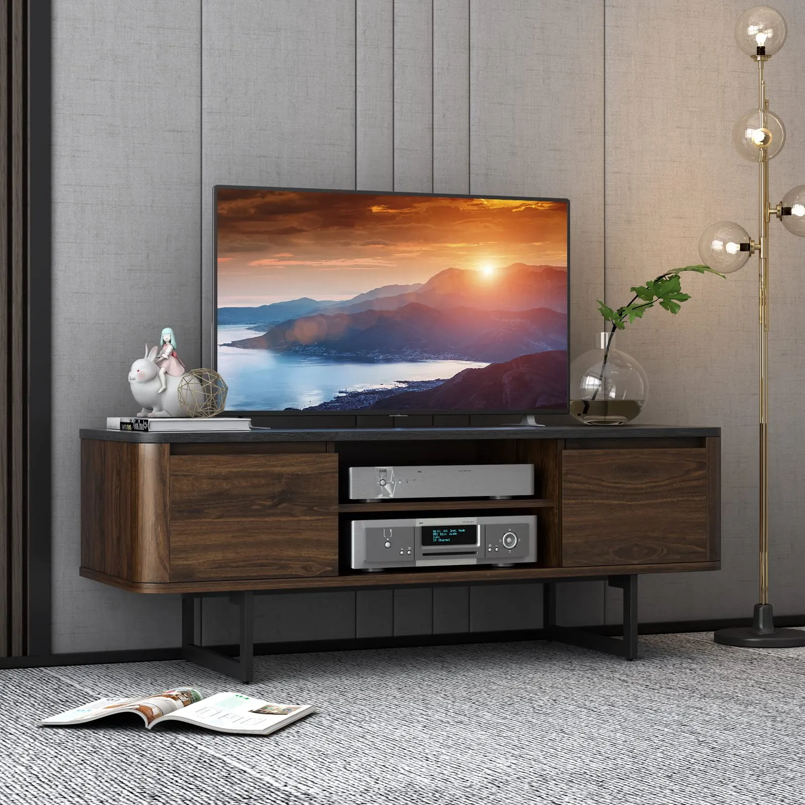 TV Stand with Storage for TVs up to 55 Inch, 2-Door TV Console Table