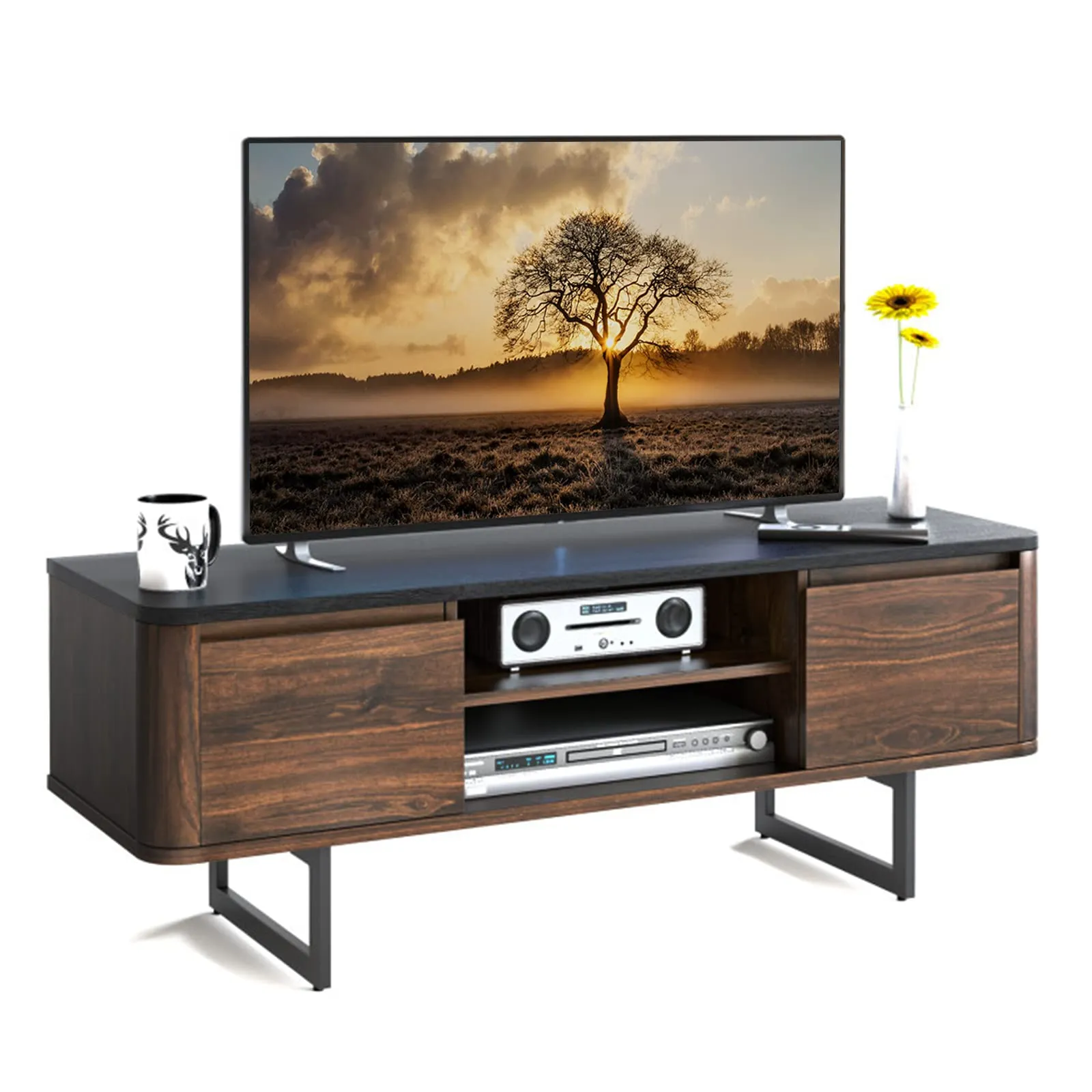 TV Stand with Storage for TVs up to 55 Inch, 2-Door TV Console Table