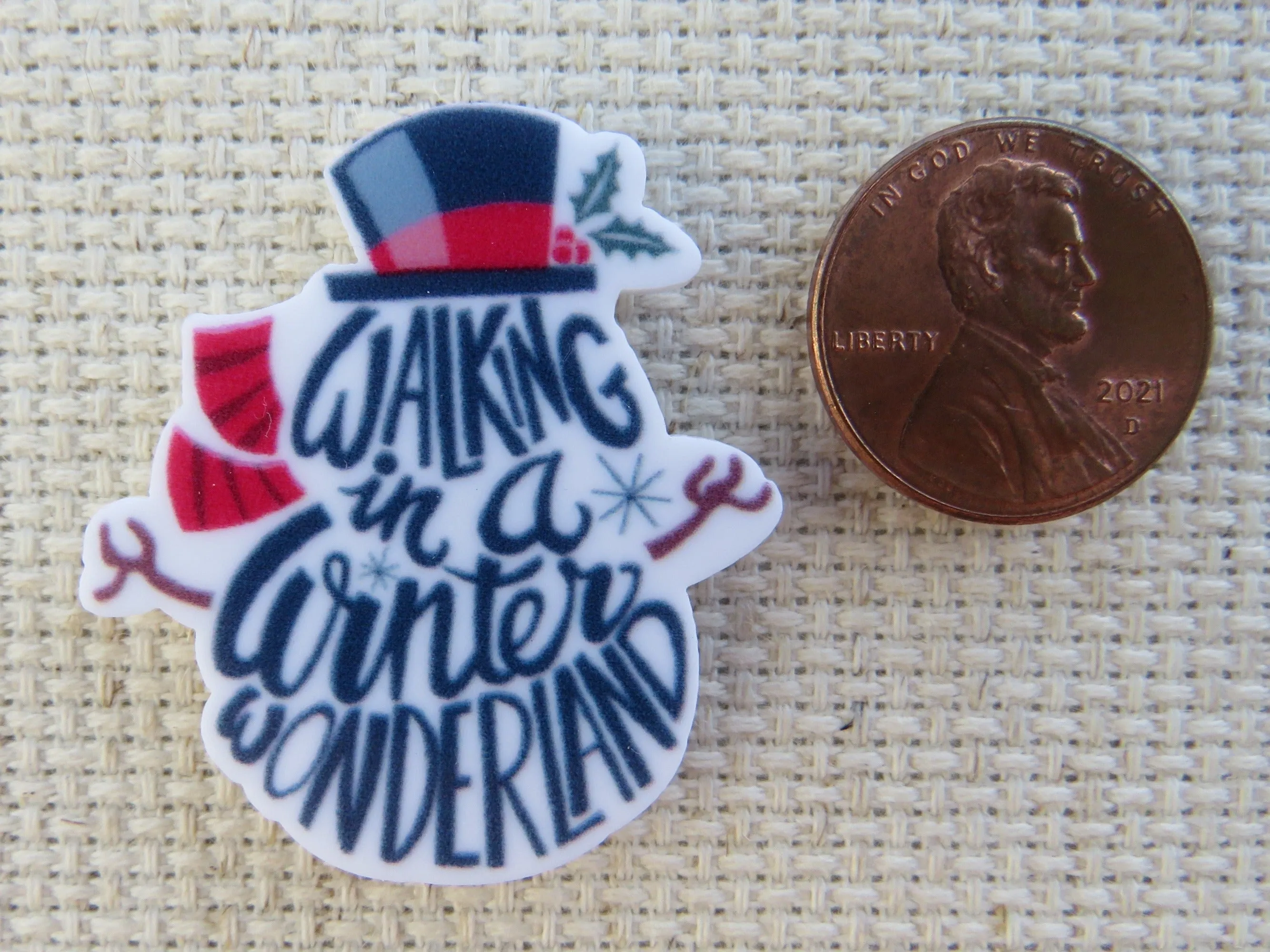 Walking In A Winter Wonderland Snowman Needle Minder, Cover Minder, Magnet