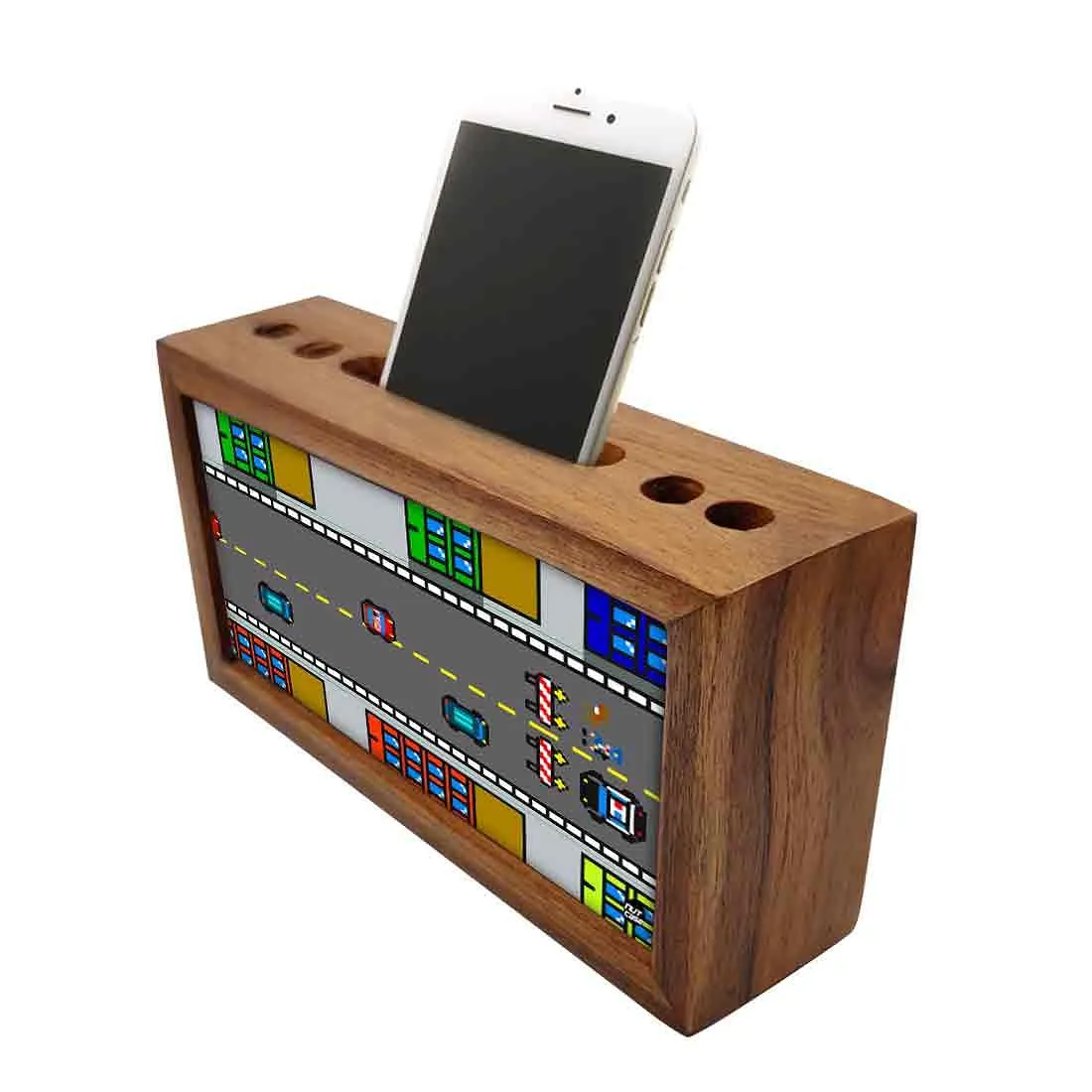 Wooden desk caddy Pen Mobile Stand - Car Game