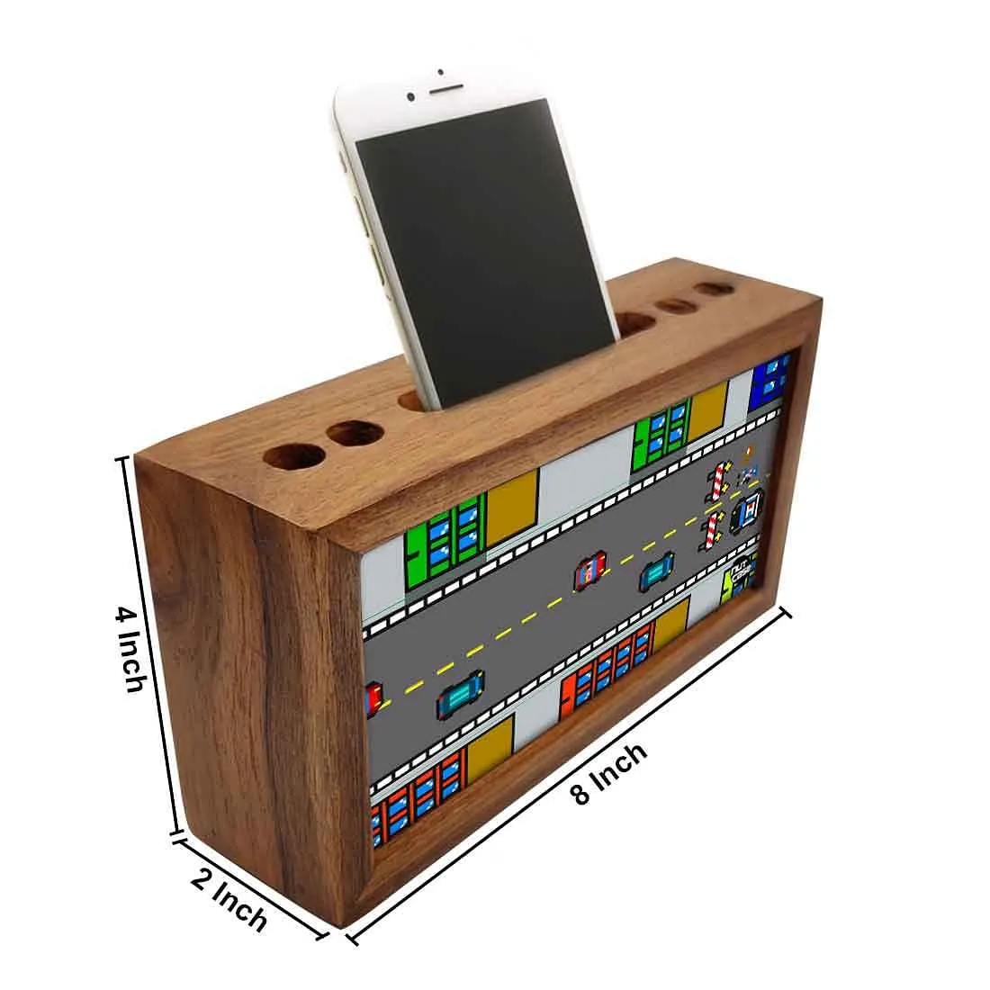 Wooden desk caddy Pen Mobile Stand - Car Game