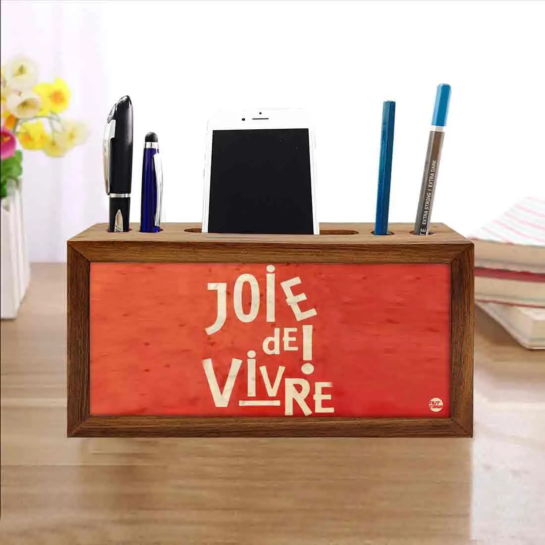 Wooden desk organizer Pen Mobile Stand - Joie