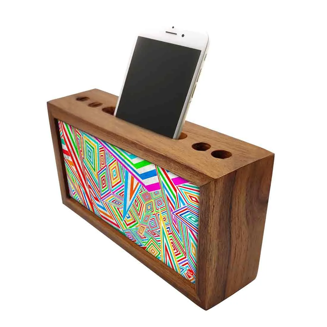 Wooden desk organizer Pen Mobile Stand - Kaleidoscope