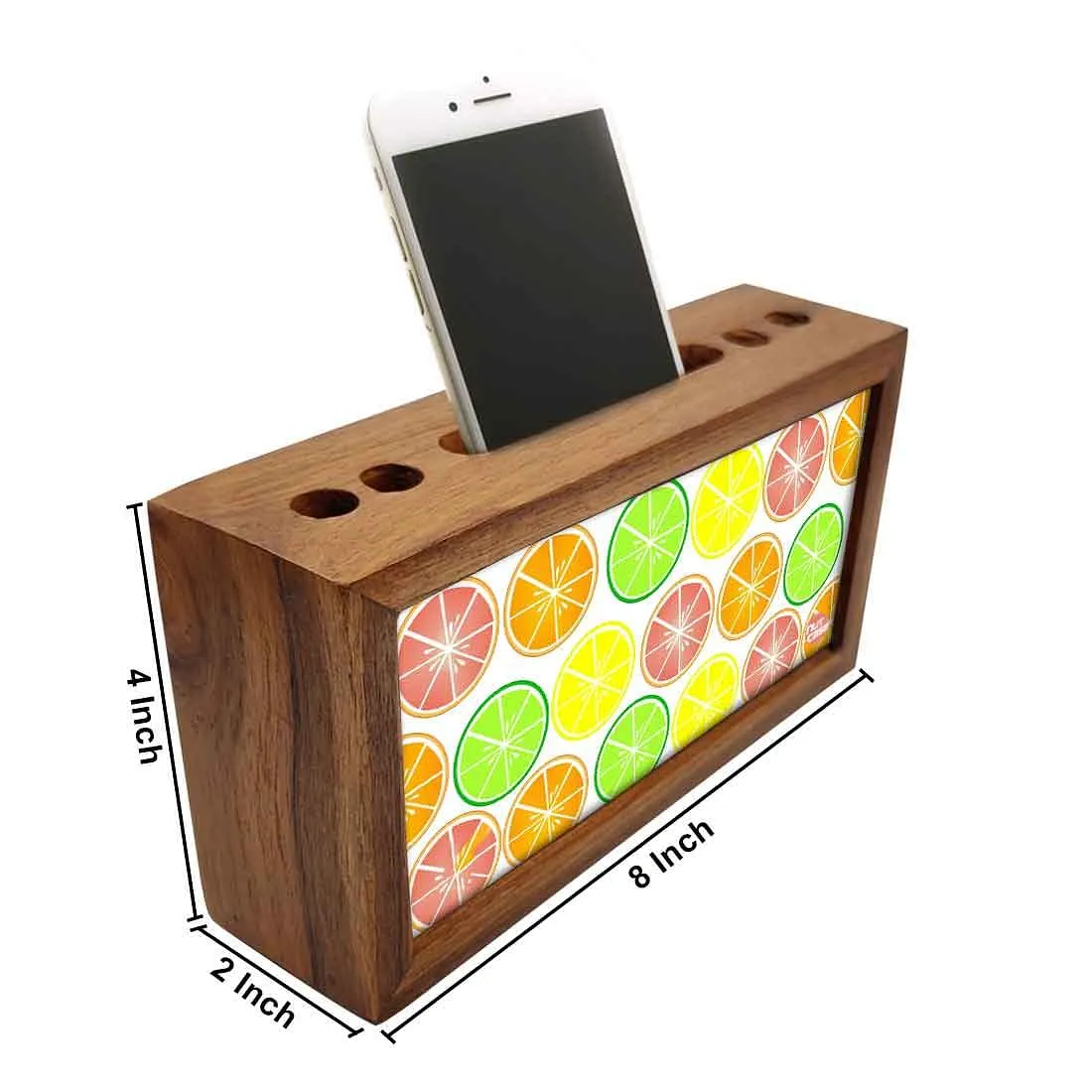 Wooden desk pen mobile organizer - Lemons