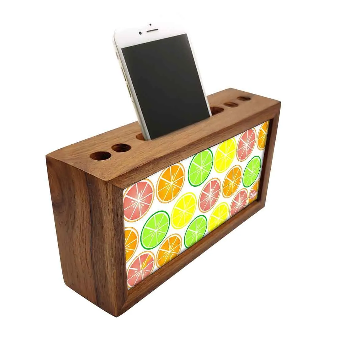 Wooden desk pen mobile organizer - Lemons