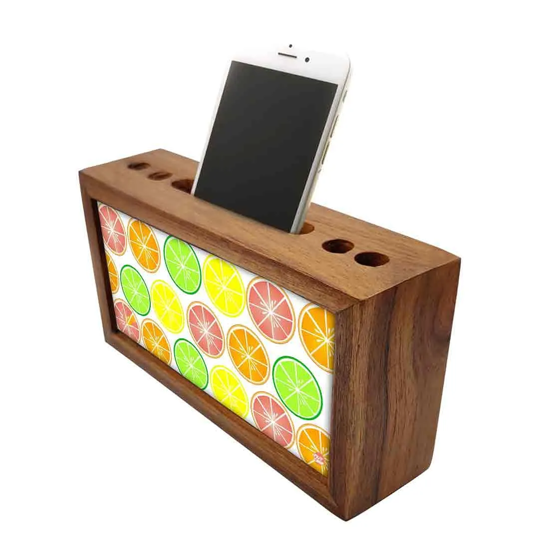 Wooden desk pen mobile organizer - Lemons