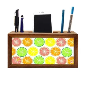 Wooden desk pen mobile organizer - Lemons