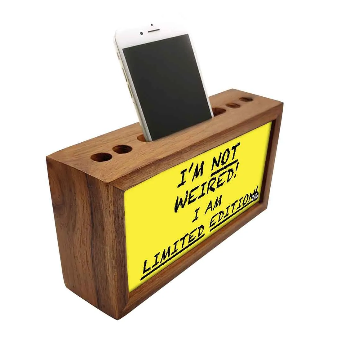 Wooden pencil organizer Pen Mobile Stand - I Am Not Weired