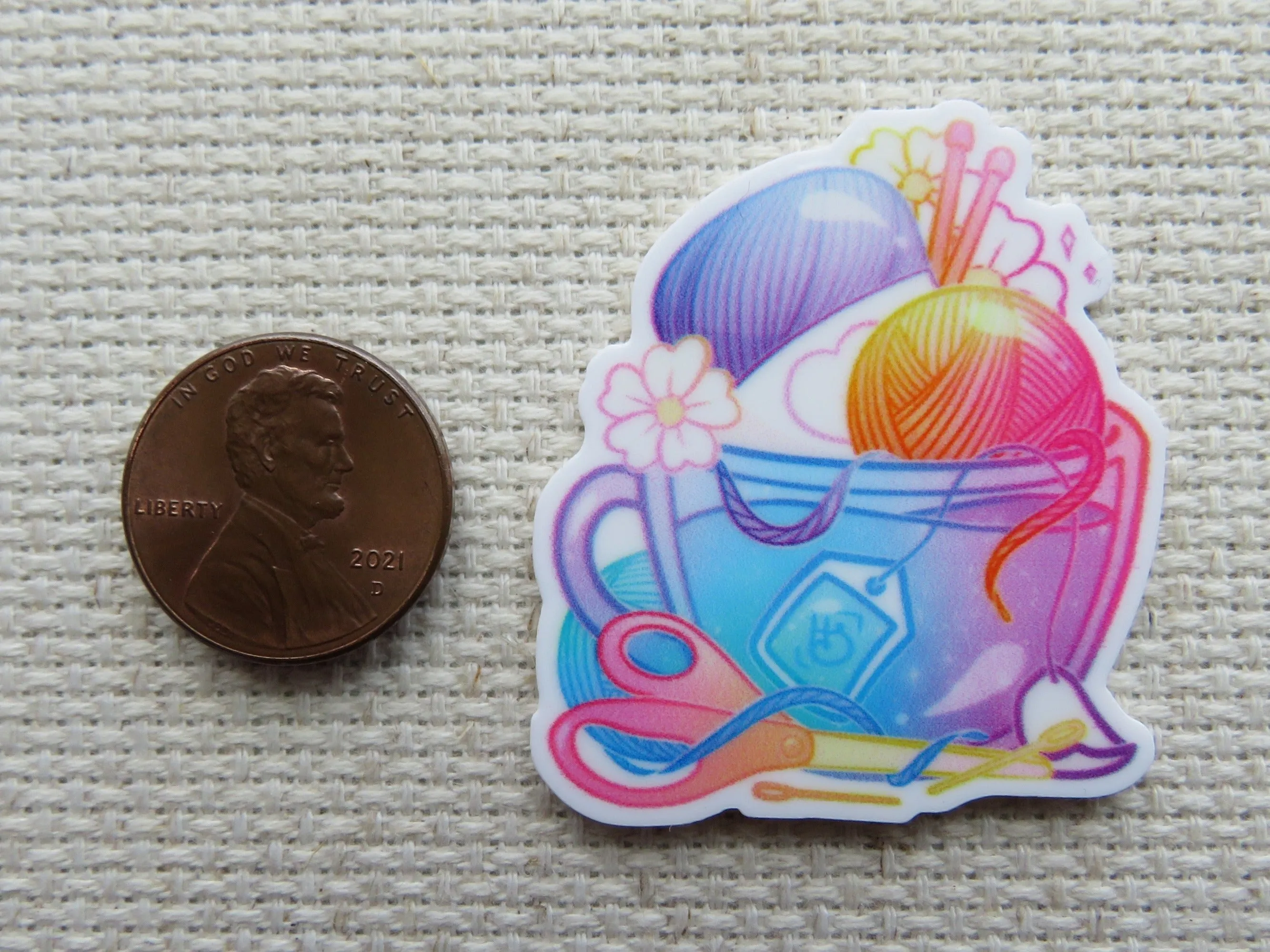 Yarn Teacup Needle Minder, Cover Minder, Magnet